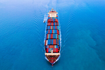Fototapeta premium Aerial view of a container ship.