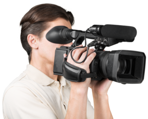 Closeup of a Cameraman Filming