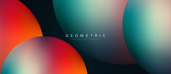 Geometric abstract background. Trendy gradient circle shapes composition. Gradient mesh sphere. Modern graphic design. Suit for poster, banner, brochure, website, flyer. Vector illustration