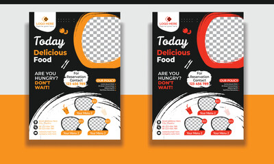 Fast Food Flyer Design Template cooking, restaurant menu, food ordering, Pizza, Burger, French fries and Soda. Vector illustration for banner, poster, flyer, cover, menu, brochure.