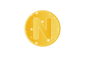letter N gold stylish logo design template