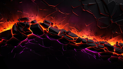 Abstract background with a crushing dark minimalist neon section