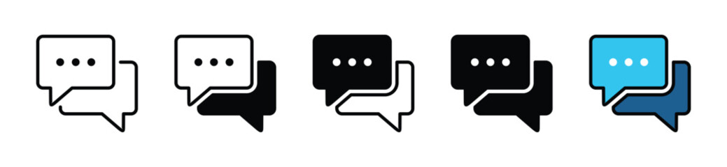 Chat icon vector in line and flat style. Chat, talk, speech bubble icon symbol on white background with editable stroke for apps and websites. Vector illustration EPS 10