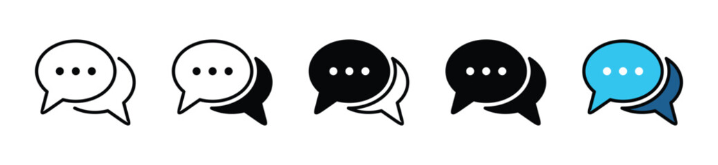 Chat icon vector in line and flat style. Chat, talk, speech bubble icon symbol on white background with editable stroke for apps and websites. Vector illustration EPS 10