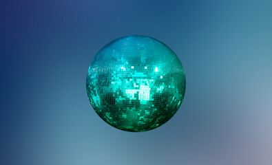 Party disco mirror ball reflecting purple lights