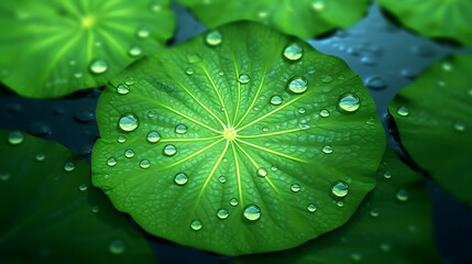 Green Leaves and Raindrops