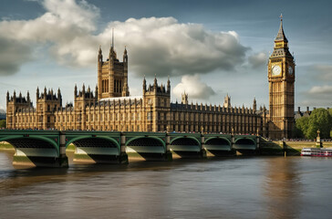 Fototapeta na wymiar Big Ben and westminster bridge in London england 