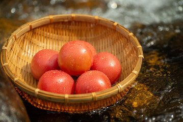 冷やした新鮮なトマト