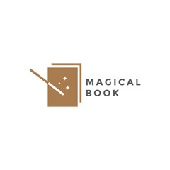 magic book study bookstore mystic magical logo design vector graphic illustration