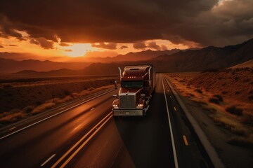 truck on the road - Illustration created with generative ai