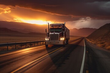truck on the road - Illustration created with generative ai