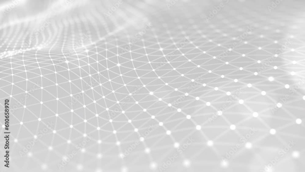 Canvas Prints digital particles wave, dots, and lines connected slow wavy, digital cyberspace abstract background,