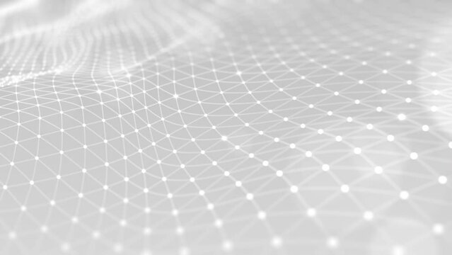 Digital Particles Wave, Dots, and Lines Connected Slow Wavy, Digital Cyberspace Abstract Background, Looping motion 4k