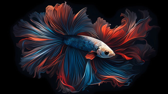 hand drawn cartoon beautiful guppy illustration
