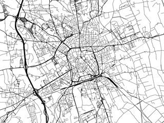 Vector road map of the city of  Udine in the Italy on a white background.