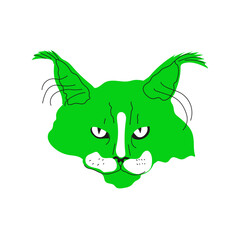 Portrait of a cat in cartoon style. Maine Coon vector illustration isolated on white background. Isolated design element.Pets concept, clothing print, packaging.