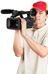 Closeup of a Cameraman Filming