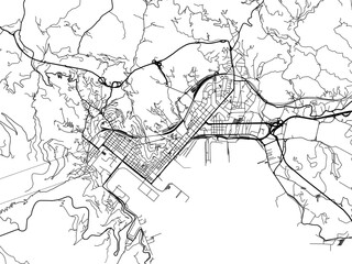 Vector road map of the city of  La Spezia in the Italy on a white background.