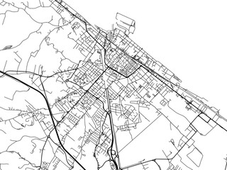 Vector road map of the city of  Fano in the Italy on a white background.