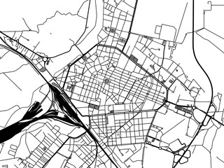 Vector road map of the city of  Alessandria in the Italy on a white background.