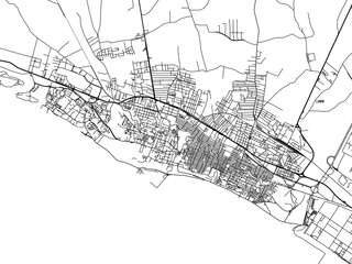 Vector road map of the city of  Gela in the Italy on a white background.