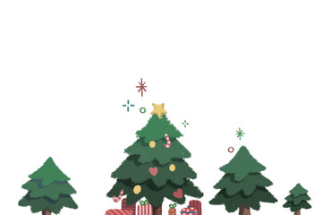  Christmas tree and gift boxes art illustration.