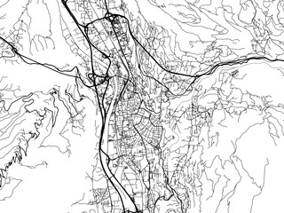 Fototapeta na wymiar Vector road map of the city of Trento in the Italy on a white background.