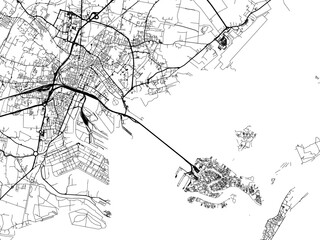 Vector road map of the city of  Venice in the Italy on a white background.
