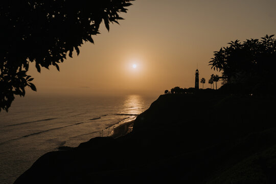 Sunset in la Costa Verde (Green Coast) in Lima, Peru
