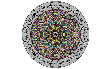 Fototapeta na wymiar OM mandalas flowers pattern art design for modified your new art work design print, sticker, embroidery ethnic ikat and other.