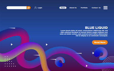 Modern Landing Page With Abstract Blue Liquid