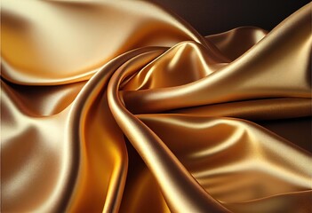 Golden silk background. Generative AI.
