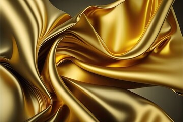 Golden silk background. Generative AI.