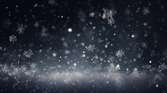Neve caindo realista com flocos de neve e nuvens. Fundo transparente de inverno para cartão de Natal ou ano novo. Efeito de tempestade de geada, queda de neve, gelo. ilustração vetorial