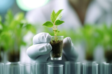 Scientists grow plants in test tubes.