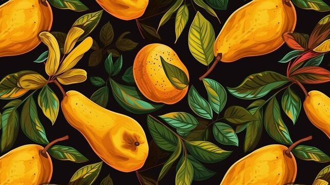 frutas amarelas e folhagens 