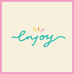 Summer concept card with trendy typography. Y2k groovy vintage vector design. Enjoy lettering. Great for cards, greeting, stationery, prints and posters