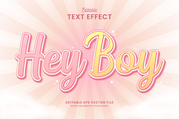 decorative editable cute yellow and pink text effect vector design