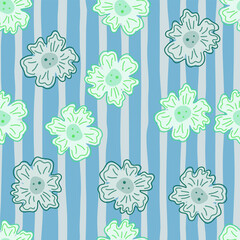 Chamomile flower seamless pattern, elegantly in a simple style. Abstract floral endless background.