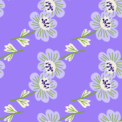 Simple chamomile flower seamless pattern. Decorative naive botanical wallpaper. Cute stylized flowers background.