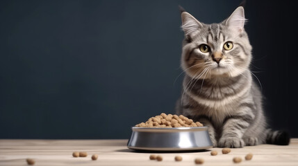 Happy cat with delicious cat food.