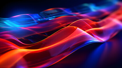 Create a futuristic and technology-themed abstract background image with vibrant neon colors and dynamic shapes.