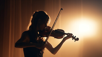Fototapeta premium silhueta de mulher tocando violino 