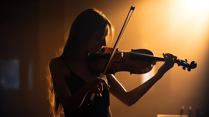 Fototapeta premium silhueta de mulher tocando violino 