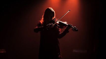 Fototapeta premium silhueta de mulher tocando violino 