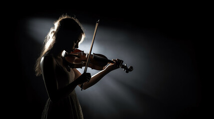 Fototapeta premium silhueta de mulher tocando violino 