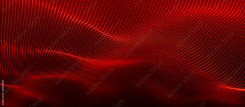 Poster technology background . futuristic point wave. abstract digital wave of particles. dark background. 