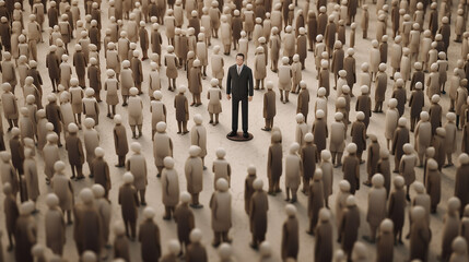 homem de negócios diferente sozinho no meio da sociedade igual 