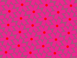 Horizontal banner or floral backdrop decorated with gorgeous multicolored blooming flowers and leaves border. Spring botanical flat vector illustration on white background.