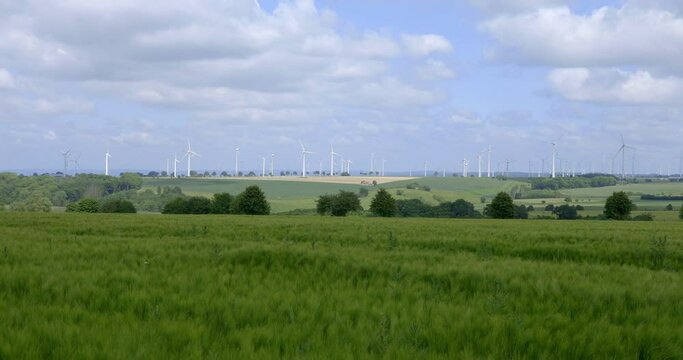 D&ouml;renhagen, Germany - 06/02/2023: Very large wind turbine farm near D&ouml;renhagen